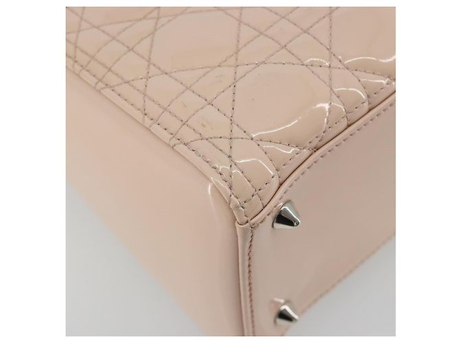 Borsa Christian Dior Lady Dior Canage Large in pelle vernice 2way Rosa Autentica 193127 Argento - vista 15