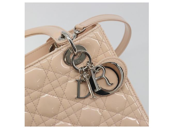 Borsa Christian Dior Lady Dior Canage Large in pelle vernice 2way Rosa Autentica 193127 Argento - vista 16