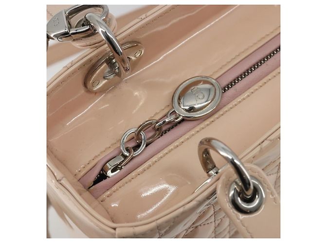 Borsa Christian Dior Lady Dior Canage Large in pelle vernice 2way Rosa Autentica 193127 Argento - vista 17