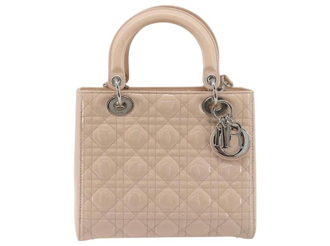 Borsa Christian Dior Lady Dior Canage Large in pelle vernice 2way Rosa Autentica 193127 Argento - vista 2