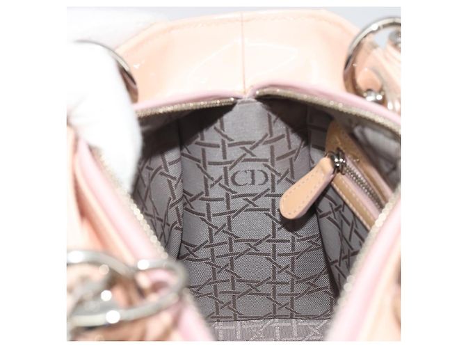 Borsa Christian Dior Lady Dior Canage Large in pelle vernice 2way Rosa Autentica 193127 Argento - vista 21