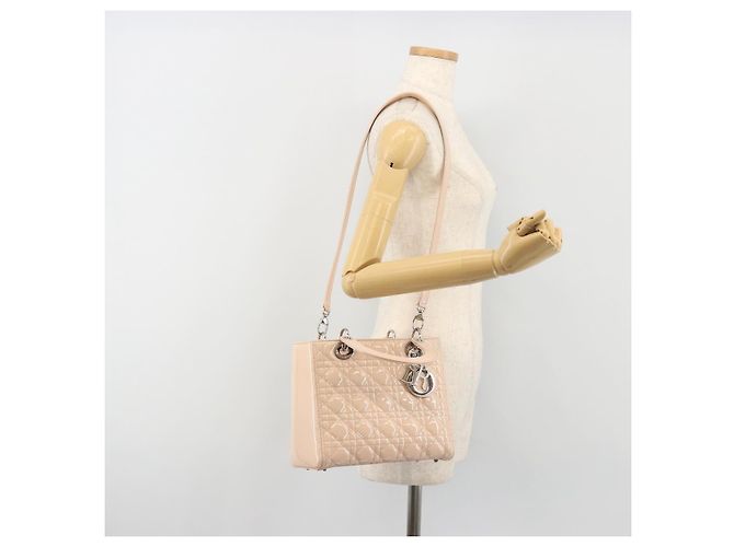 Borsa Christian Dior Lady Dior Canage Large in pelle vernice 2way Rosa Autentica 193127 Argento - vista 25