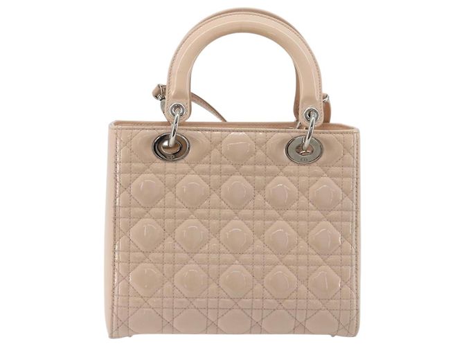 Borsa Christian Dior Lady Dior Canage Large in pelle vernice 2way Rosa Autentica 193127 Argento - vista 3