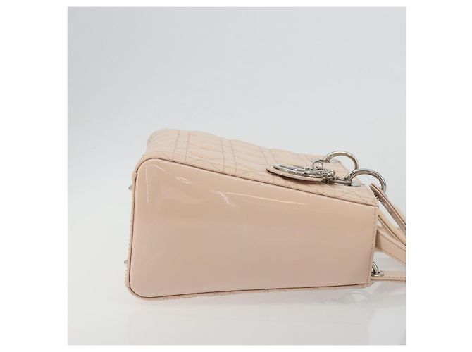 Borsa Christian Dior Lady Dior Canage Large in pelle vernice 2way Rosa Autentica 193127 Argento - vista 4