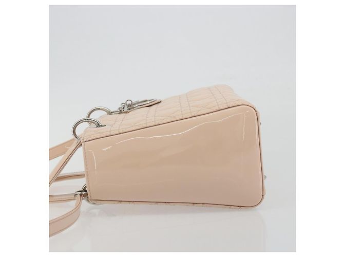 Borsa Christian Dior Lady Dior Canage Large in pelle vernice 2way Rosa Autentica 193127 Argento - vista 5