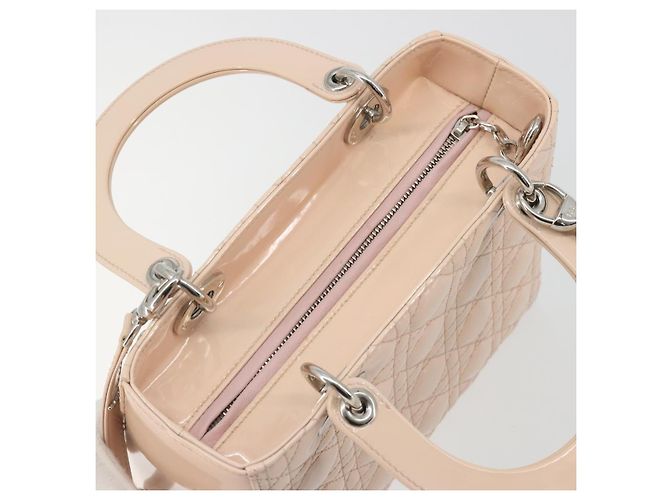 Borsa Christian Dior Lady Dior Canage Large in pelle vernice 2way Rosa Autentica 193127 Argento - vista 6