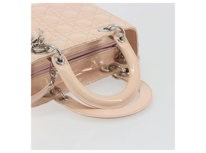 Borsa Christian Dior Lady Dior Canage Large in pelle vernice 2way Rosa Autentica 193127 Argento - vista 7
