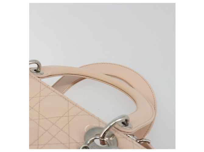 Borsa Christian Dior Lady Dior Canage Large in pelle vernice 2way Rosa Autentica 193127 Argento - vista 8