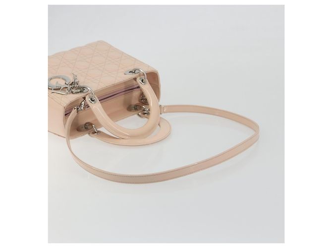 Borsa Christian Dior Lady Dior Canage Large in pelle vernice 2way Rosa Autentica 193127 Argento - vista 9