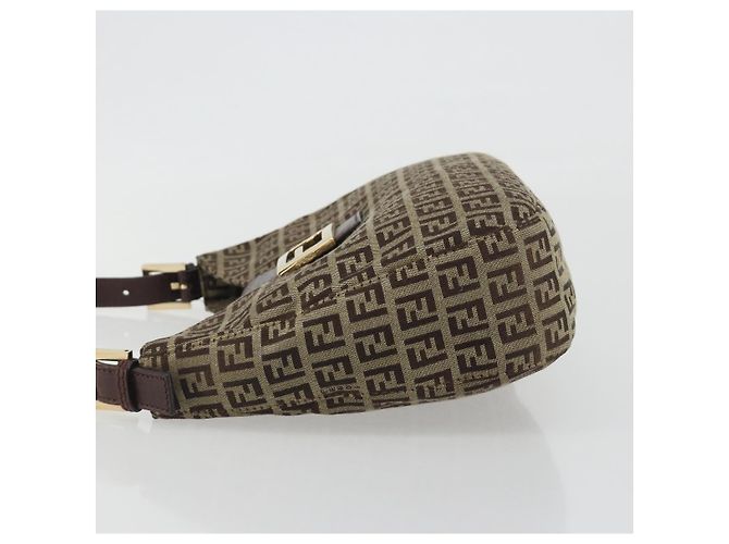 FENDI Zucchino Canvas Hand Bag Beige Gold Auth ep15560 Golden - view 5