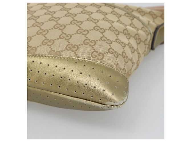 Borsa a Spalla GUCCI GG Canvas Beige Oro 145857 Auth BA14114 D'oro - vista 10