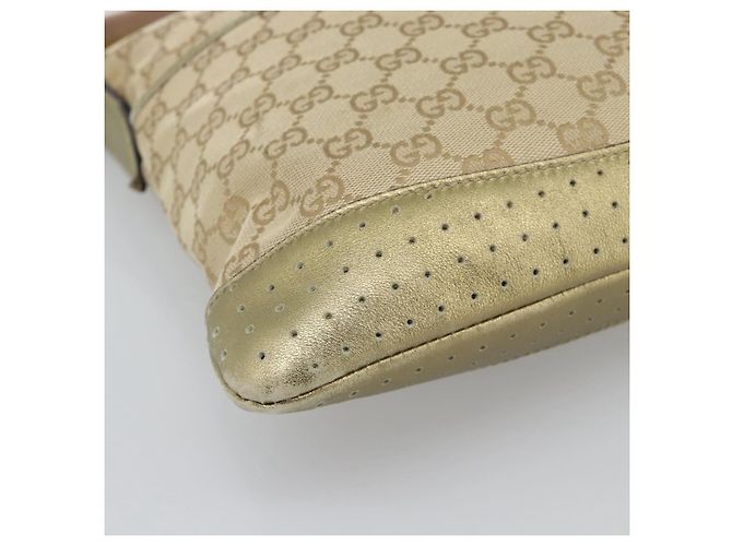 Borsa a Spalla GUCCI GG Canvas Beige Oro 145857 Auth BA14114 D'oro - vista 11