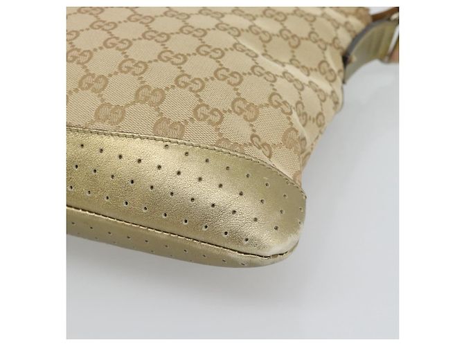 Borsa a Spalla GUCCI GG Canvas Beige Oro 145857 Auth BA14114 D'oro - vista 12