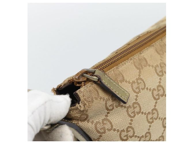 Borsa a Spalla GUCCI GG Canvas Beige Oro 145857 Auth BA14114 D'oro - vista 14