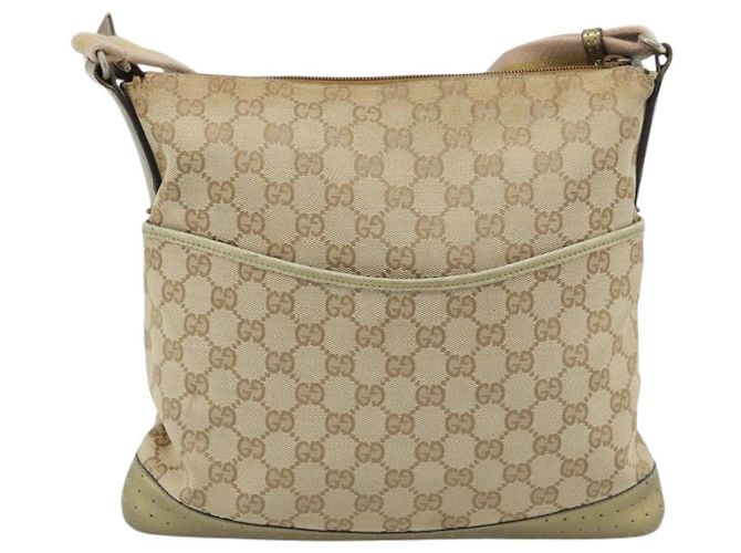 Borsa a Spalla GUCCI GG Canvas Beige Oro 145857 Auth BA14114 D'oro - vista 2