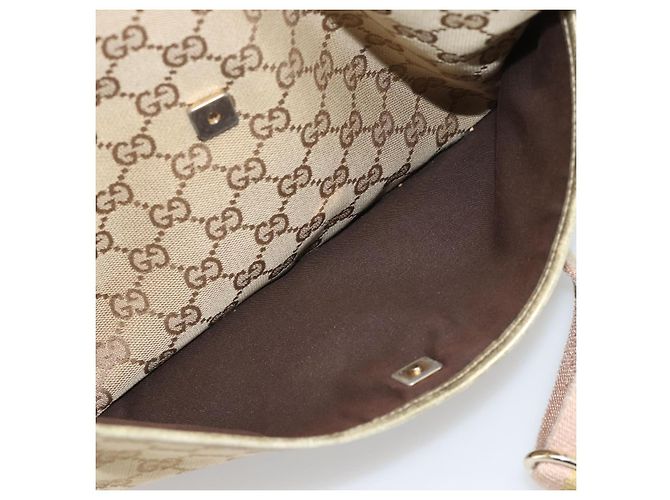 Borsa a Spalla GUCCI GG Canvas Beige Oro 145857 Auth BA14114 D'oro - vista 21