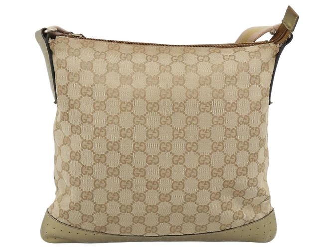 Borsa a Spalla GUCCI GG Canvas Beige Oro 145857 Auth BA14114 D'oro - vista 3