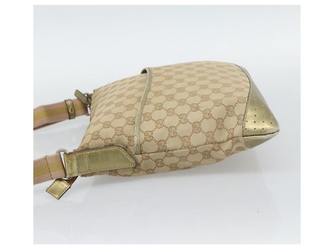 Borsa a Spalla GUCCI GG Canvas Beige Oro 145857 Auth BA14114 D'oro - vista 4