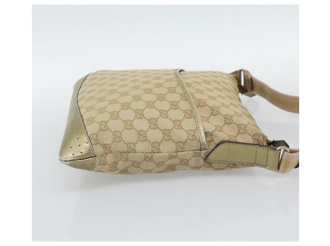 Borsa a Spalla GUCCI GG Canvas Beige Oro 145857 Auth BA14114 D'oro - vista 5