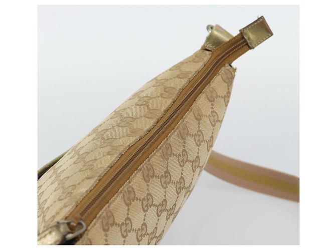 Borsa a Spalla GUCCI GG Canvas Beige Oro 145857 Auth BA14114 D'oro - vista 6