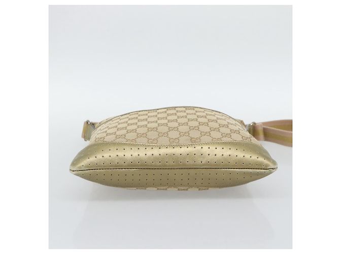 Borsa a Spalla GUCCI GG Canvas Beige Oro 145857 Auth BA14114 D'oro - vista 9