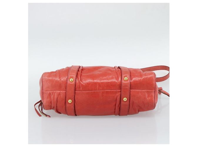 Borsa a mano Miu Miu Side Ribbon in pelle 2way Orange Gold Auth am12203V D'oro Arancione - vista 11