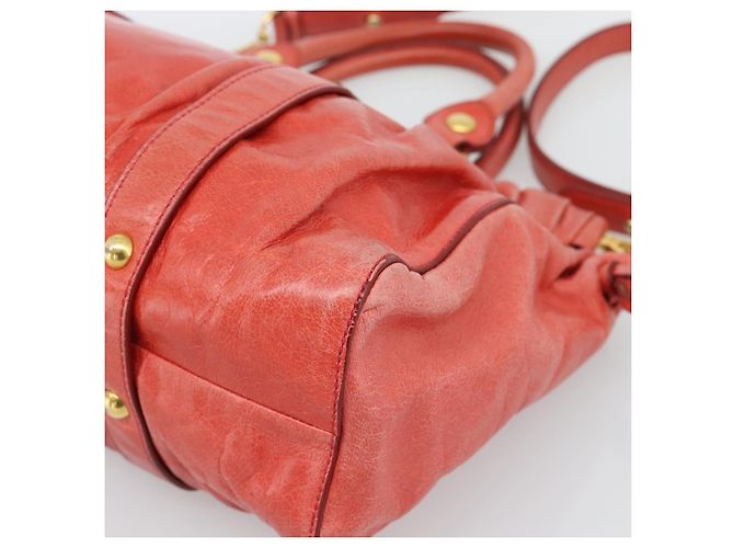 Borsa a mano Miu Miu Side Ribbon in pelle 2way Orange Gold Auth am12203V D'oro Arancione - vista 12