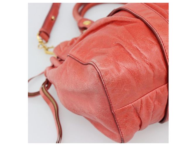 Borsa a mano Miu Miu Side Ribbon in pelle 2way Orange Gold Auth am12203V D'oro Arancione - vista 13