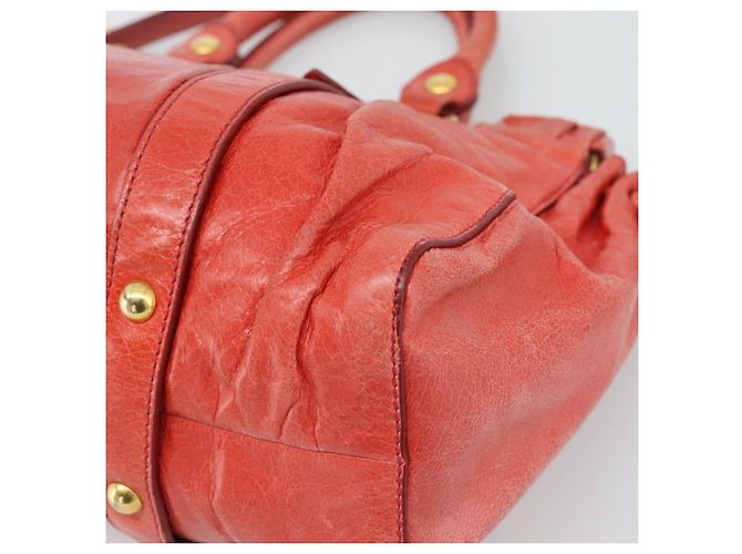Borsa a mano Miu Miu Side Ribbon in pelle 2way Orange Gold Auth am12203V D'oro Arancione - vista 14