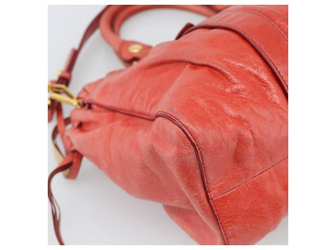 Borsa a mano Miu Miu Side Ribbon in pelle 2way Orange Gold Auth am12203V D'oro Arancione - vista 15