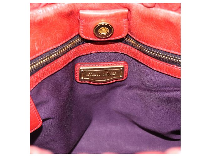 Borsa a mano Miu Miu Side Ribbon in pelle 2way Orange Gold Auth am12203V D'oro Arancione - vista 16
