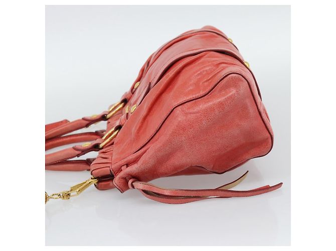 Borsa a mano Miu Miu Side Ribbon in pelle 2way Orange Gold Auth am12203V D'oro Arancione - vista 4