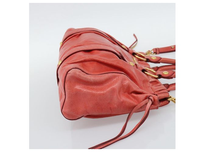 Borsa a mano Miu Miu Side Ribbon in pelle 2way Orange Gold Auth am12203V D'oro Arancione - vista 5