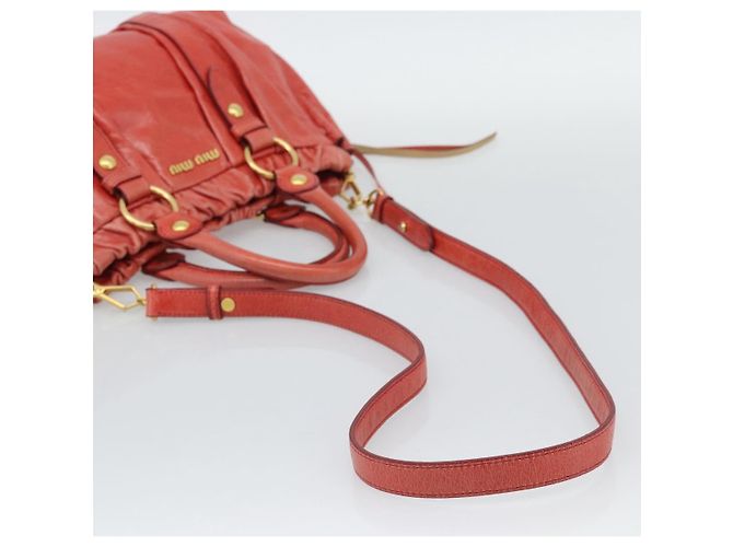 Borsa a mano Miu Miu Side Ribbon in pelle 2way Orange Gold Auth am12203V D'oro Arancione - vista 9