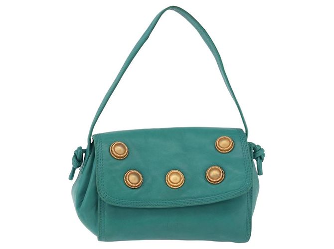 Borsa a Spalla LOEWE in Pelle Verde Oro Auth 190720A D'oro - vista 13