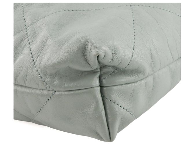 CHANEL - Borsa a tracolla Chanel 22 in pelle stropicciata blu/grigio - vista 10