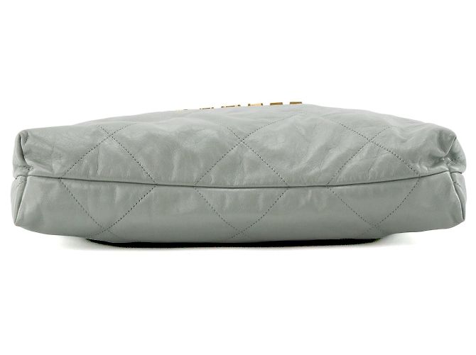 CHANEL - Borsa a tracolla Chanel 22 in pelle stropicciata blu/grigio - vista 4