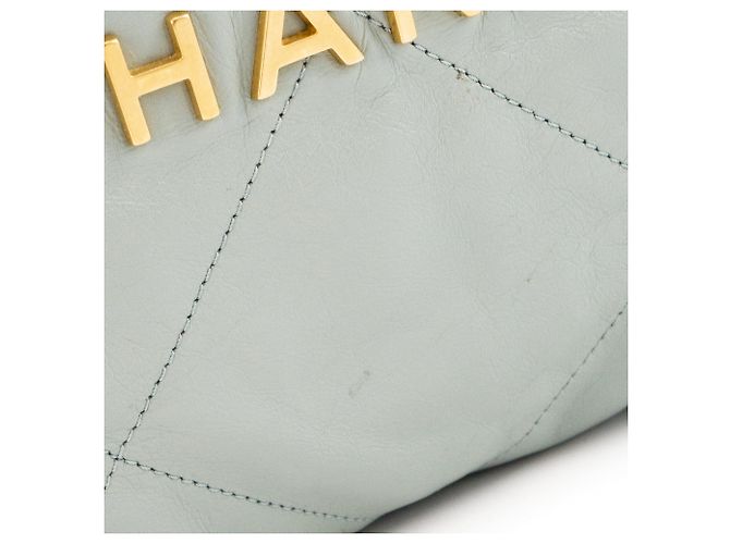 CHANEL - Borsa a tracolla Chanel 22 in pelle stropicciata blu/grigio - vista 7