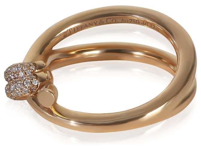 Anello a Doppia Fila a Nodo in Oro Rosa e Diamanti Tiffany & Co. - vista 2