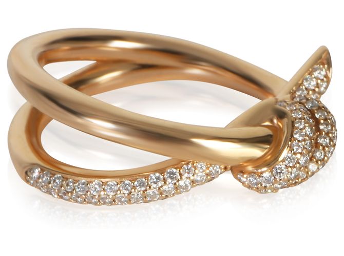 Anello a Doppia Fila a Nodo in Oro Rosa e Diamanti Tiffany & Co. - vista 3