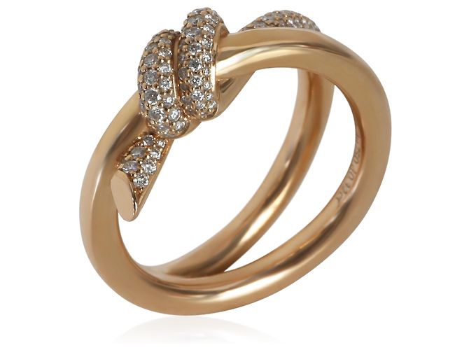 Anello a Doppia Fila a Nodo in Oro Rosa e Diamanti Tiffany & Co. - vista 4