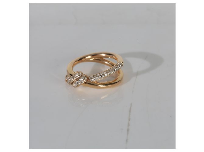 Anello a Doppia Fila a Nodo in Oro Rosa e Diamanti Tiffany & Co. - vista 5