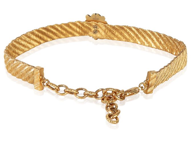 Collana choker Gucci con testa di leone e doppia G placcata in oro - vista 3