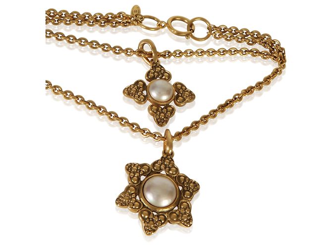 Gabrielle Chanel Goldbeschichteter Vintage Kunstperlen-Anhänger - Ansicht 2