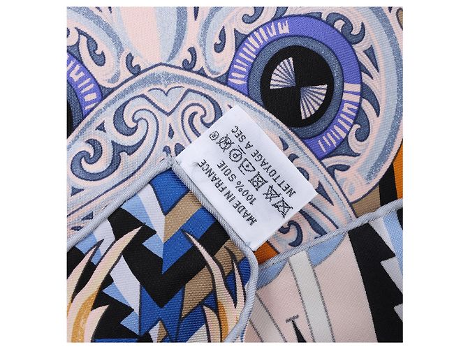 Carré 90 Hermès "Kawaora" in seta blu - vista 14