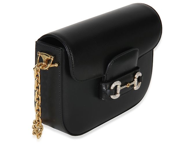 Borsa a tracolla Gucci Black Azalea in pelle di vitello Mini Crystal Horsebit 1955 - vista 4
