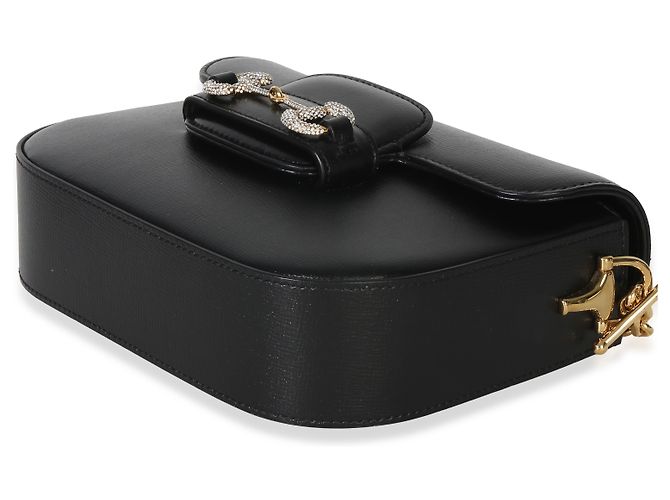 Borsa a tracolla Gucci Black Azalea in pelle di vitello Mini Crystal Horsebit 1955 - vista 6