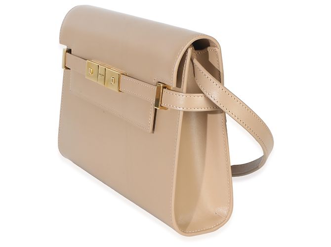 Pequena bolsa de ombro Manhattan em couro de bezerro bege Saint Laurent - vista 3