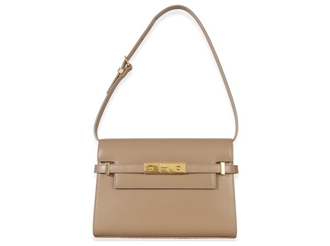 Pequena bolsa de ombro Manhattan em couro de bezerro bege Saint Laurent - vista 5
