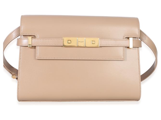 Pequena bolsa de ombro Manhattan em couro de bezerro bege Saint Laurent - vista 8